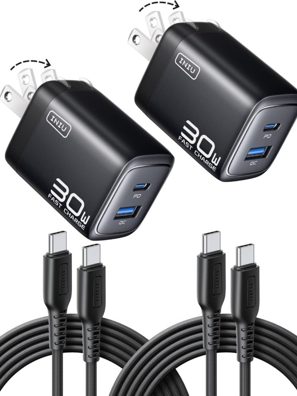 30W USB C Fast Charger, Dual Port Type C Adapter, Quick Charge Block for Devices